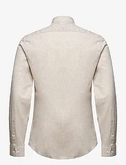 Lindbergh - Mandarin linen blend shirt L/S - linneskjortor - stone - 1