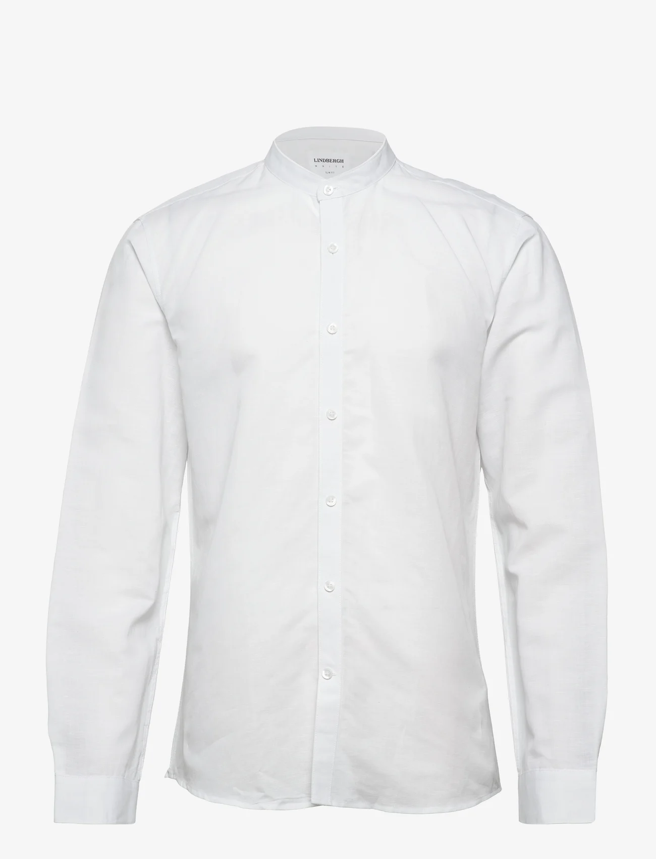Lindbergh - Mandarin linen blend shirt L/S - leinenhemden - white - 0
