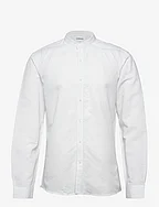 Mandarin linen blend shirt L/S - WHITE