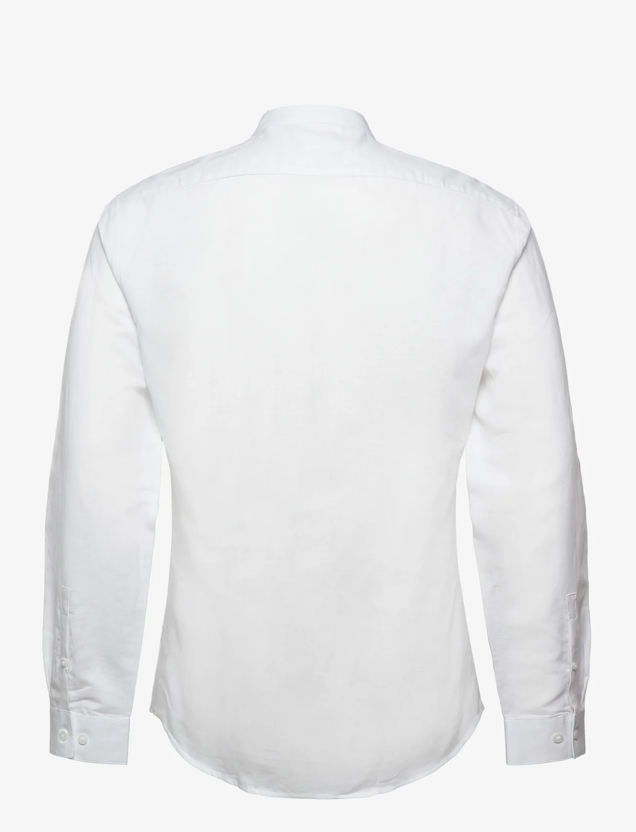 Lindbergh - Mandarin linen blend shirt L/S - leinenhemden - white - 1