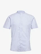 Mandarin linen blend shirt S/S - LT BLUE
