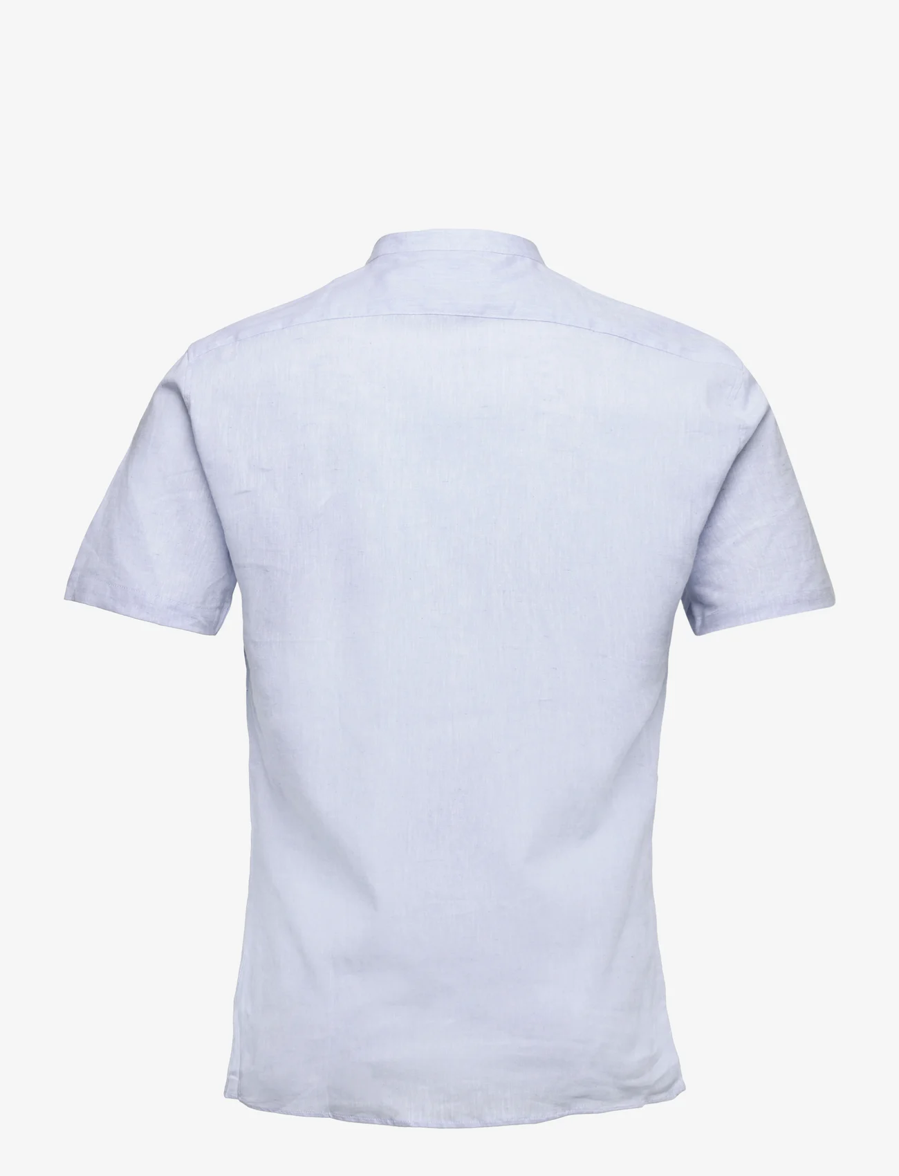 Lindbergh - Mandarin linen blend shirt S/S - linneskjortor - lt blue - 1