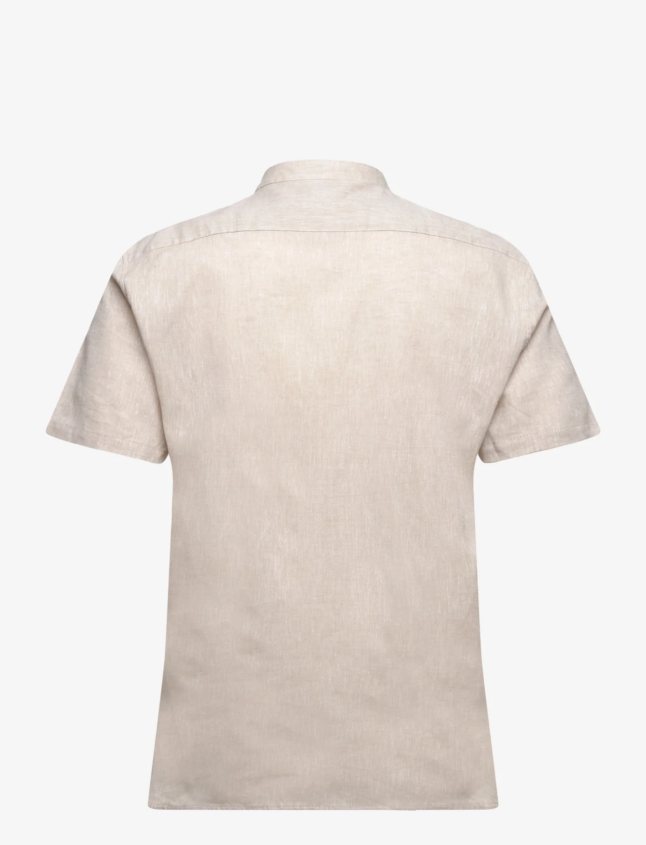 Lindbergh - Mandarin linen blend shirt S/S - linskjorter - stone - 1