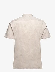 Lindbergh - Mandarin linen blend shirt S/S - linen shirts - stone - 1