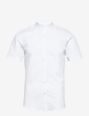 Mandarin linen blend shirt S/S - WHITE