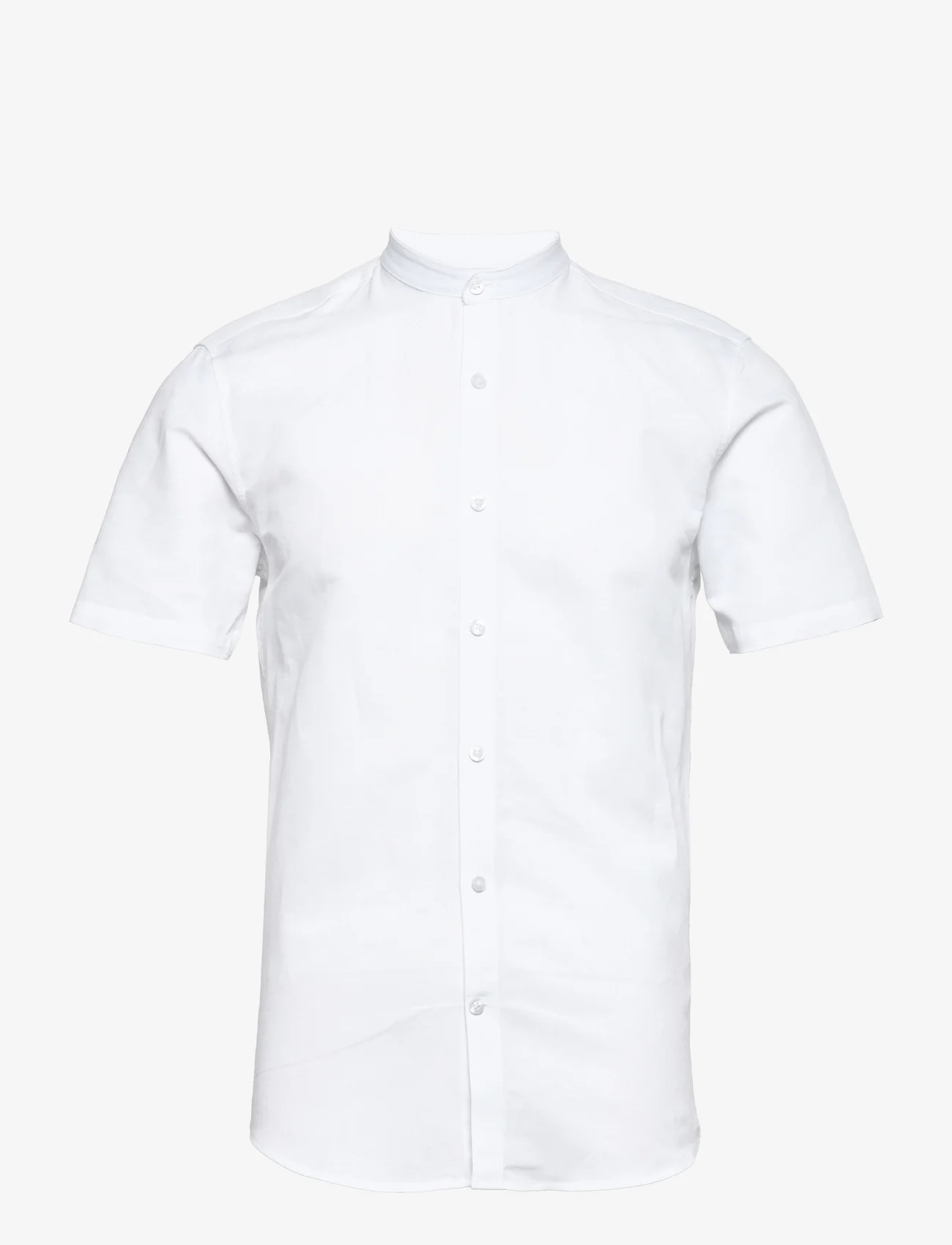 Lindbergh - Mandarin linen blend shirt S/S - linskjorter - white - 0