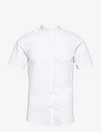 Mandarin linen blend shirt S/S - WHITE