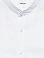 Lindbergh - Mandarin linen blend shirt S/S - linneskjortor - white - 6