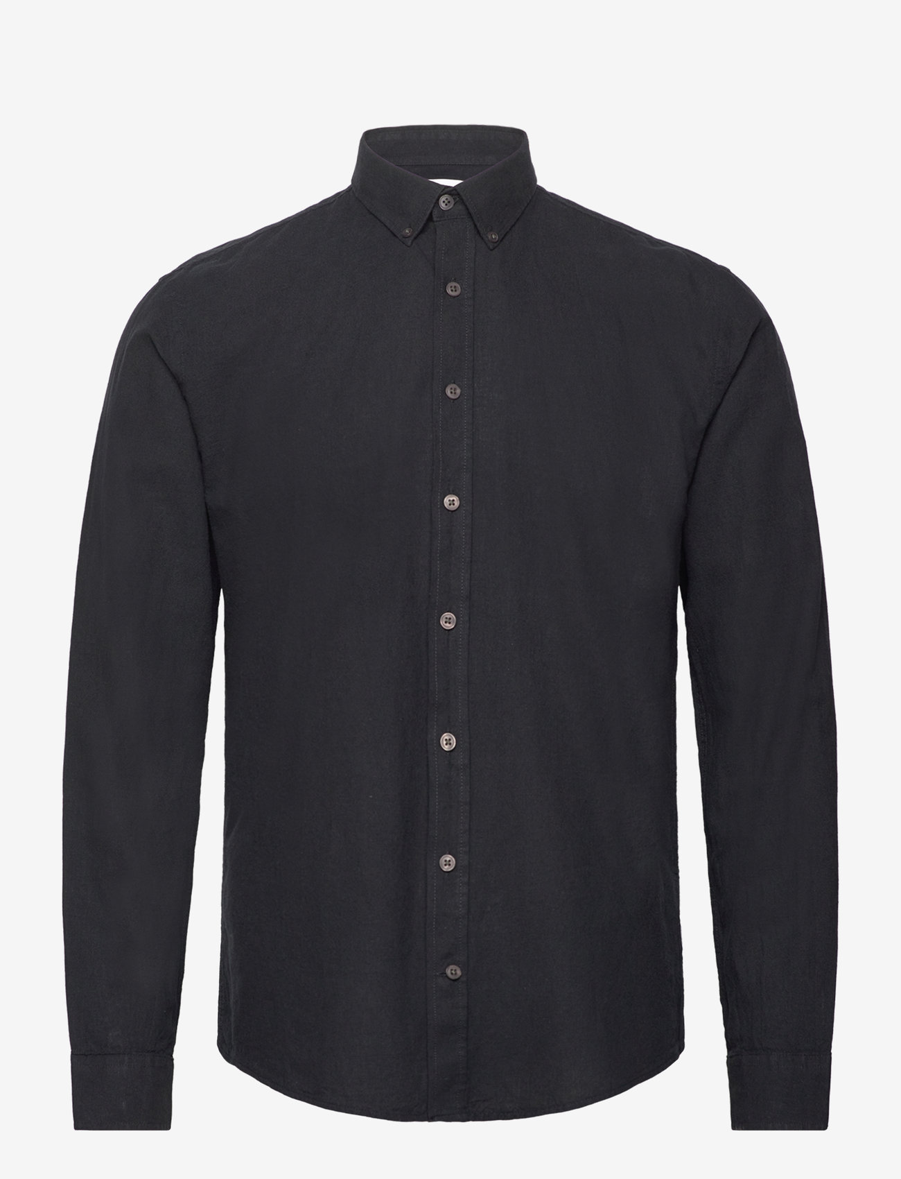 Lindbergh - Linen/cotton shirt L/S - linneskjortor - black - 1