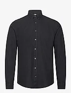 Linen/cotton shirt L/S - BLACK