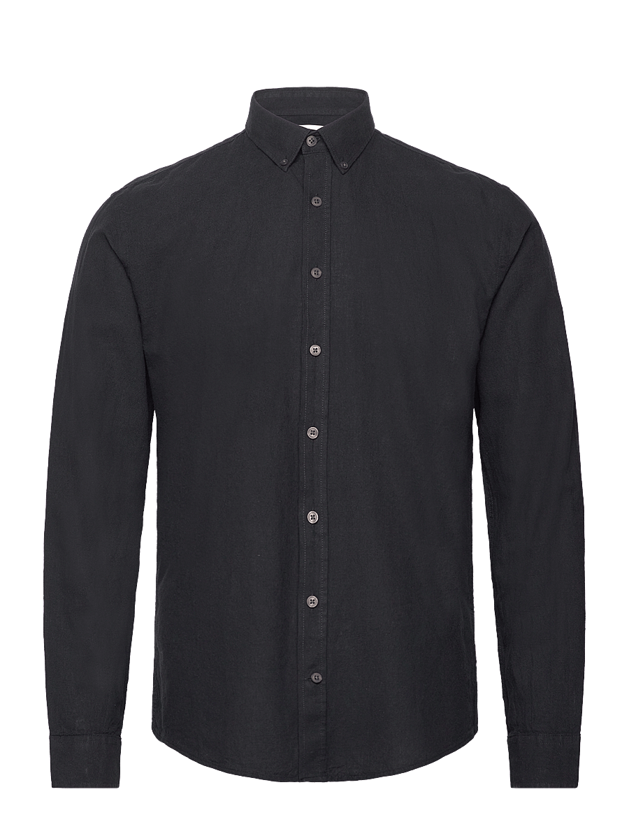 Lindbergh - Linen/cotton shirt L/S - pellavakauluspaidat - black - 1