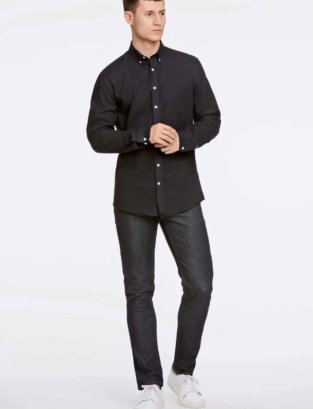 Lindbergh - Linen/cotton shirt L/S - linen shirts - black - 4
