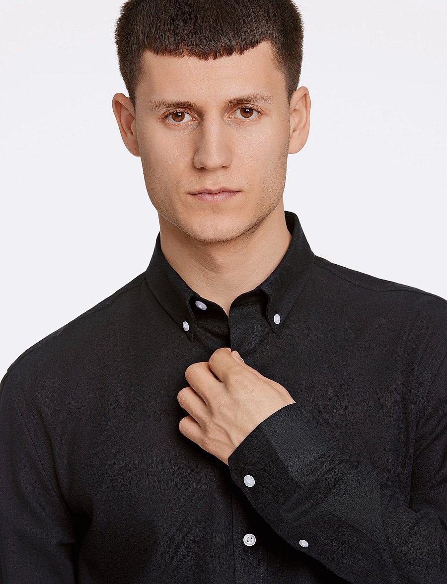 Lindbergh - Linen/cotton shirt L/S - pellavakauluspaidat - black - 5