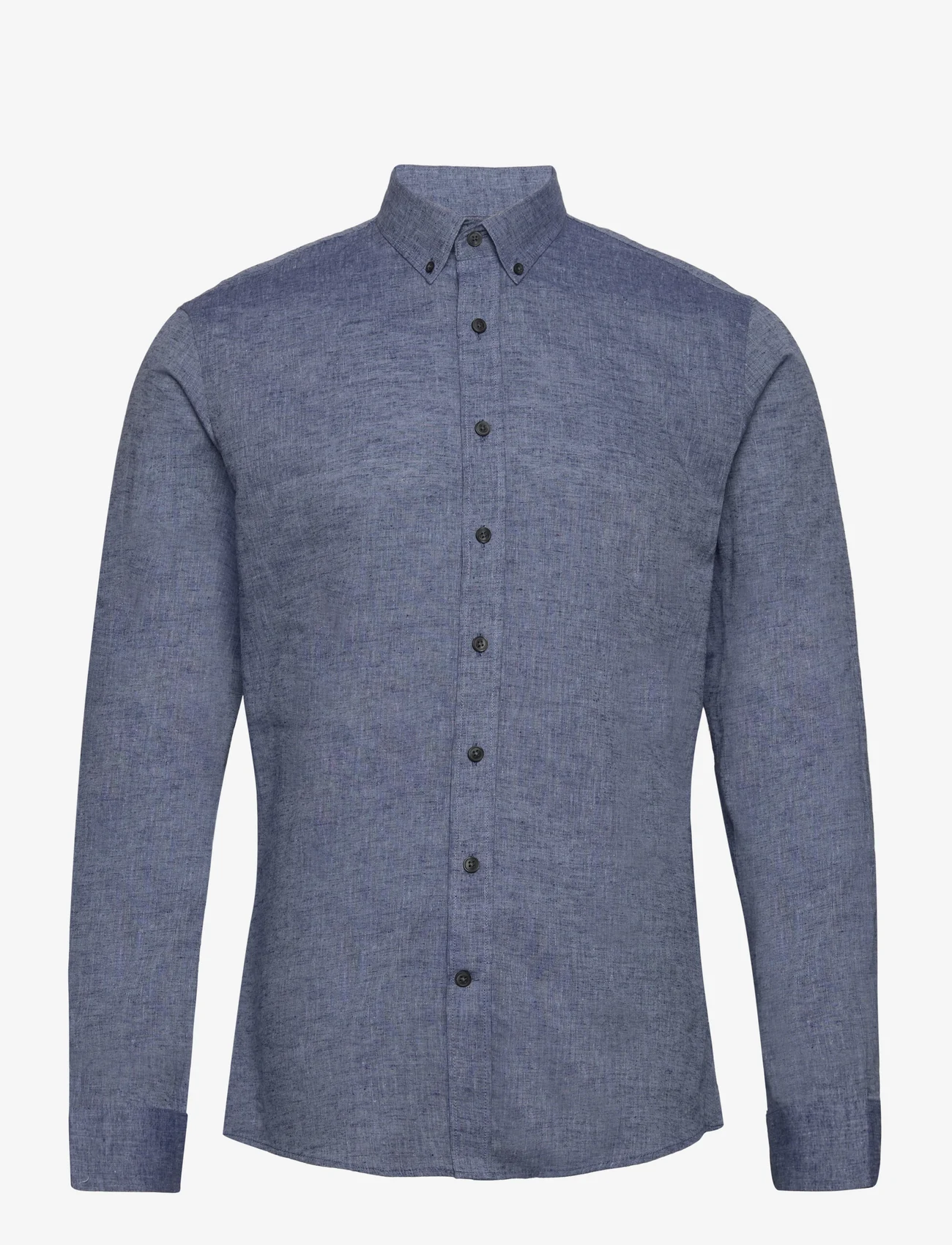 Lindbergh - Linen/cotton shirt L/S - hørskjorter - dk blue - 0