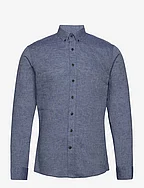 Linen/cotton shirt L/S - DK BLUE