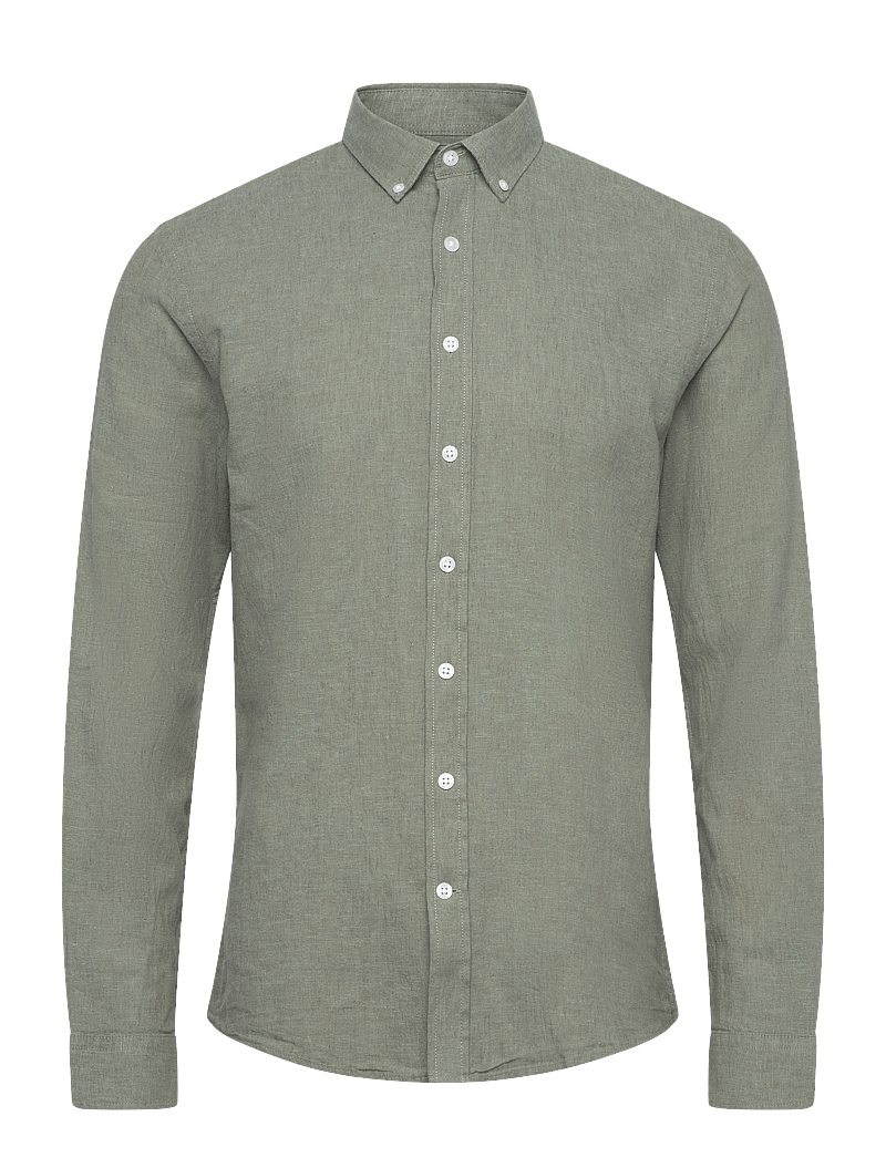 Lindbergh - Linen/cotton shirt L/S - leinenhemden - faded green - 1