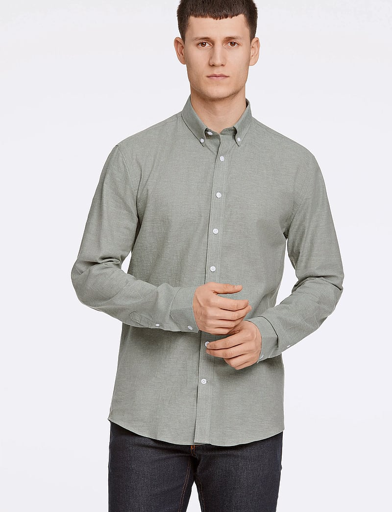 Lindbergh - Linen/cotton shirt L/S - leinenhemden - faded green - 0