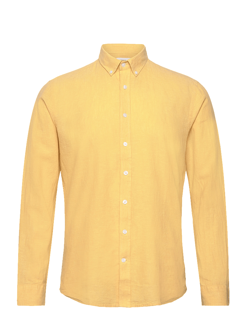 Lindbergh - Linen/cotton shirt L/S - hørskjorter - faded yellow - 1