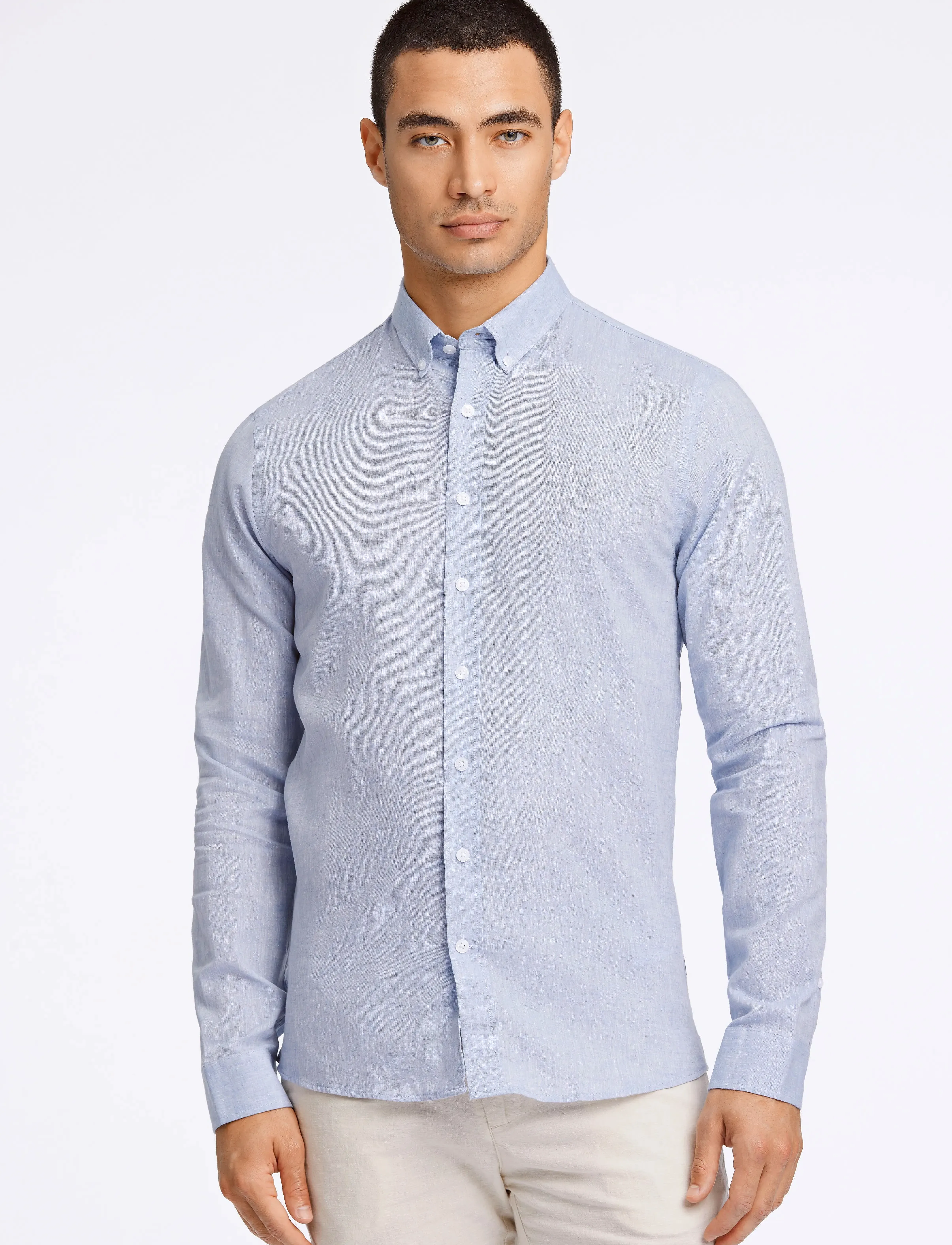 Lindbergh Linen/cotton shirt L/S - Skjorter - LT BLUE / blue