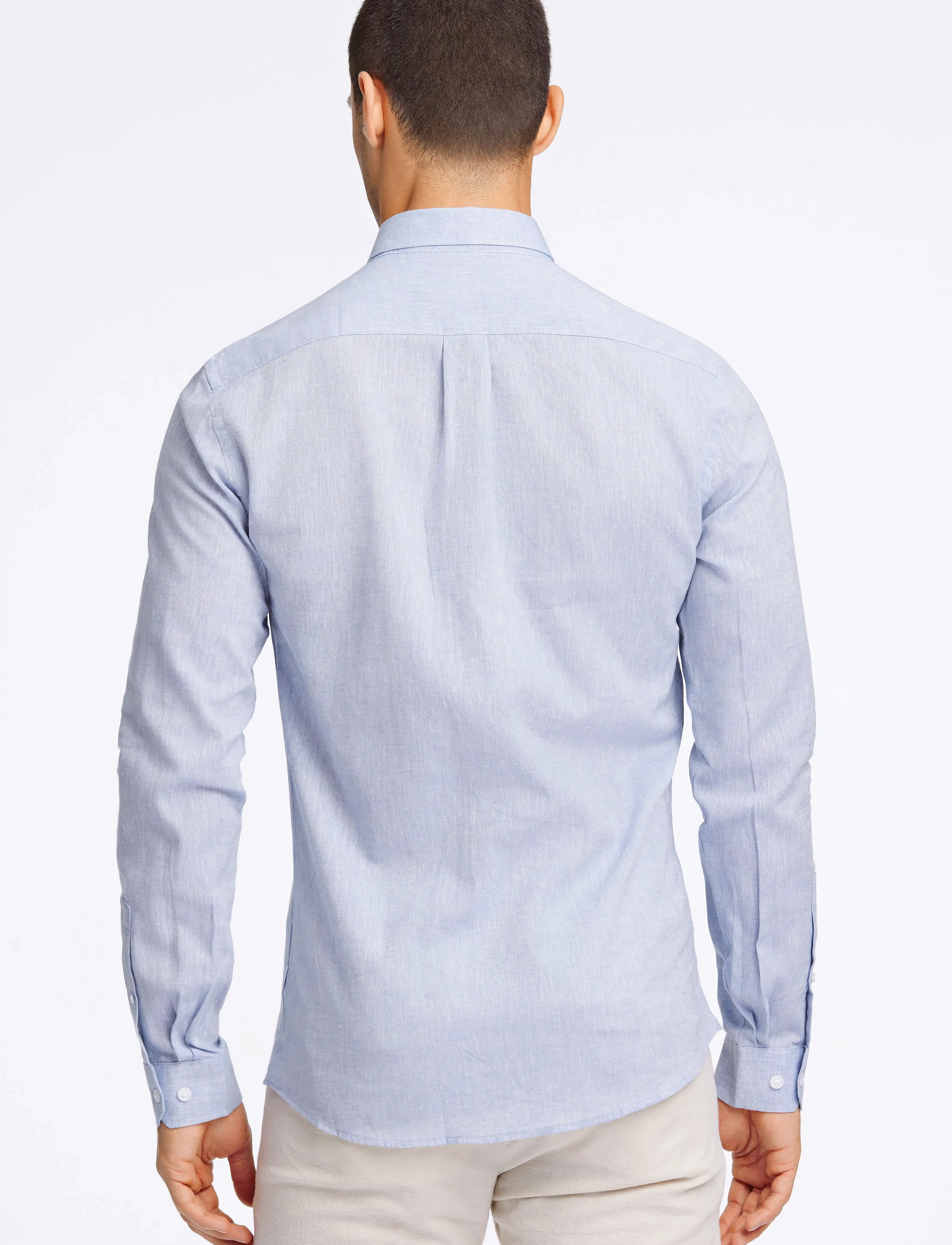 Lindbergh - Linen/cotton shirt L/S - mænd - lt blue - 5