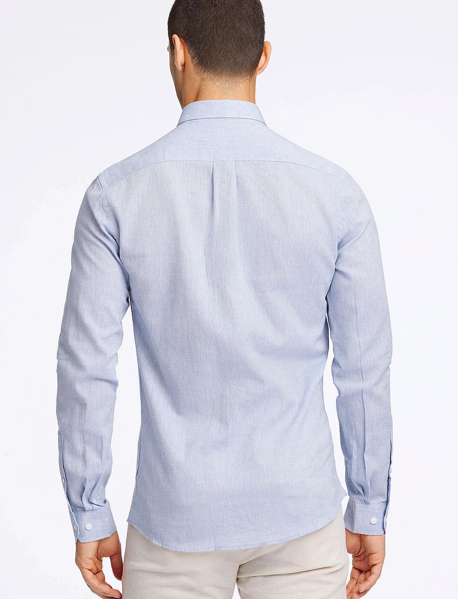 Lindbergh - Linen/cotton shirt L/S - leinenhemden - lt blue - 3
