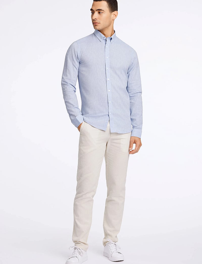 Lindbergh - Linen/cotton shirt L/S - leinenhemden - lt blue - 4