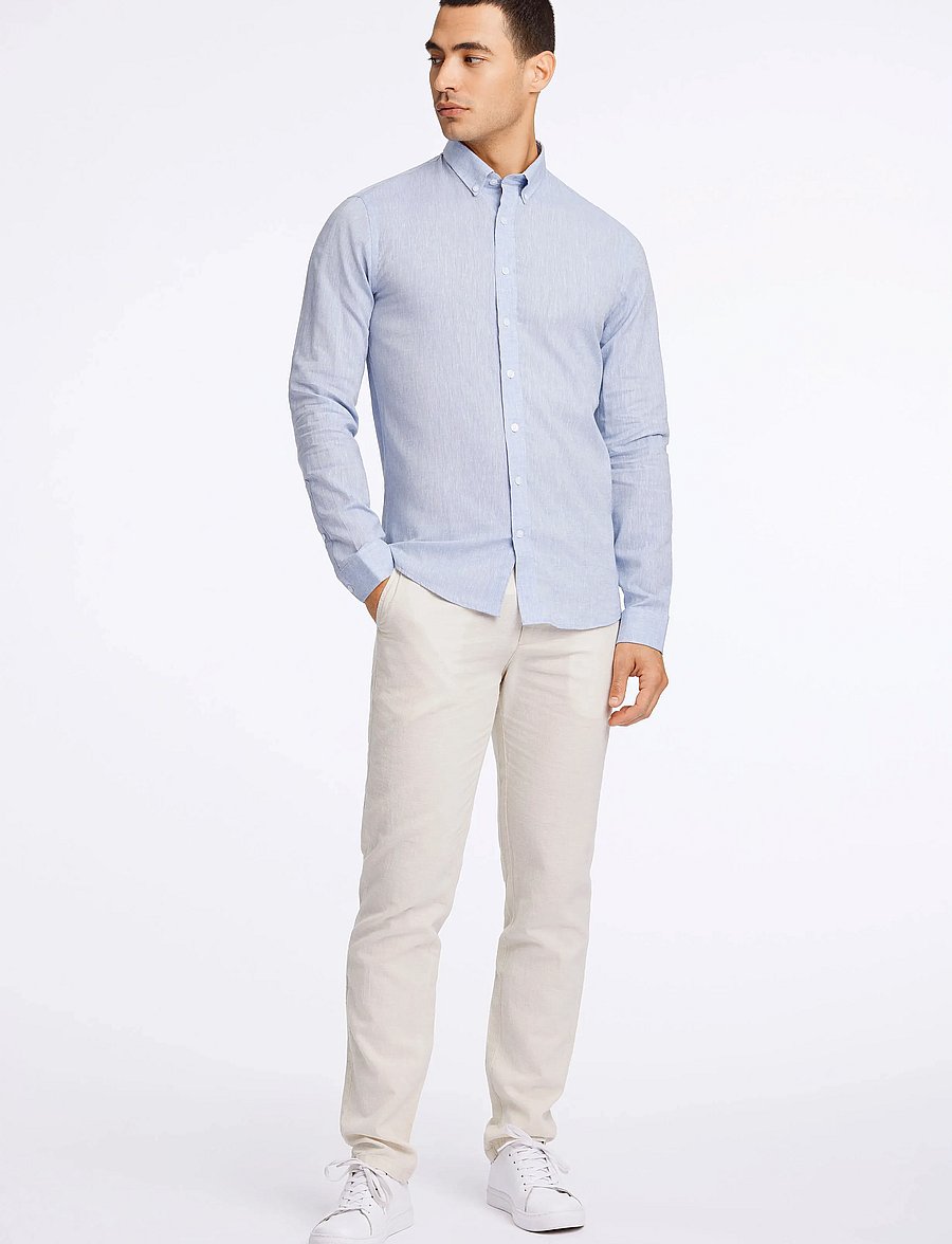 Lindbergh - Linen/cotton shirt L/S - leinenhemden - lt blue - 4