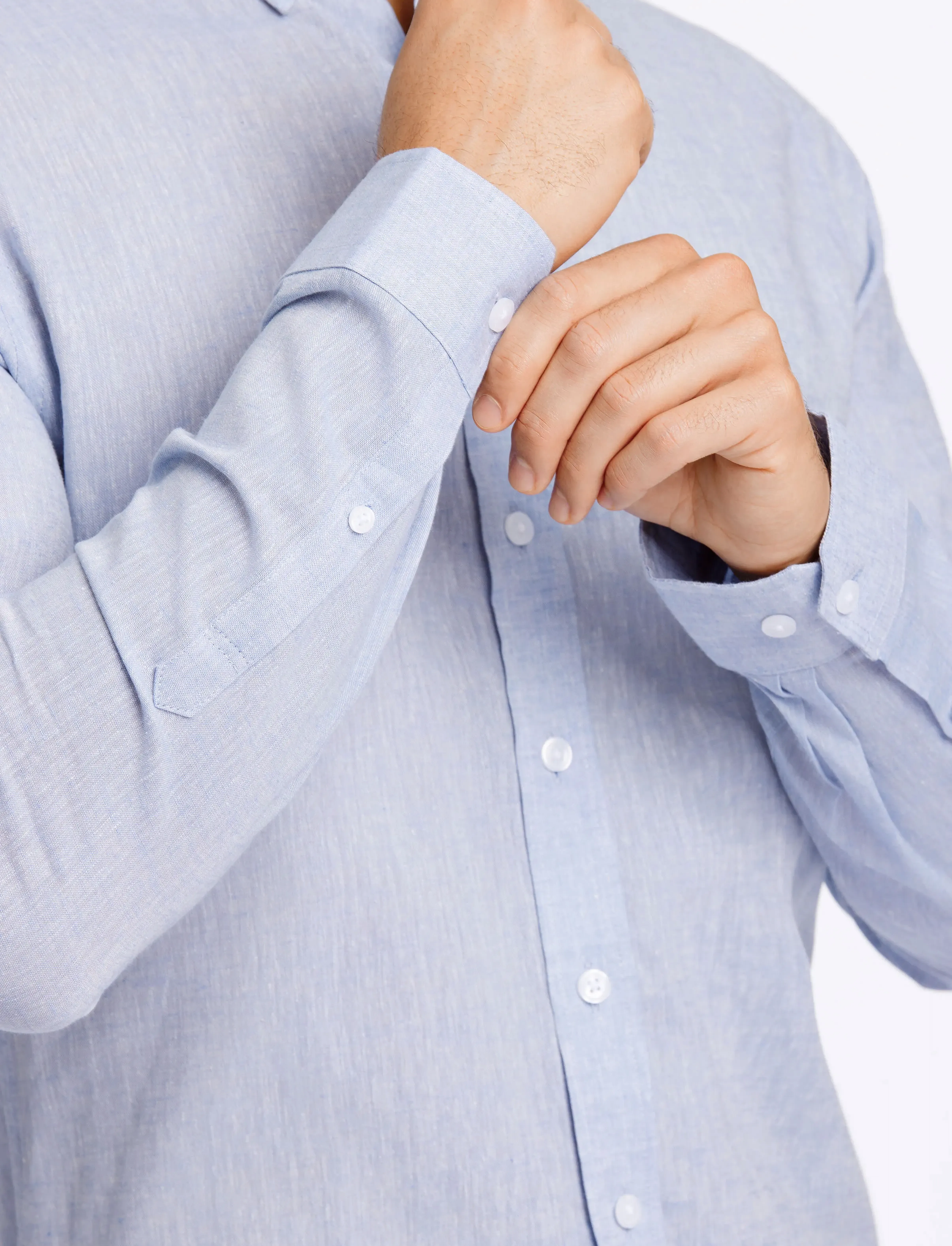 Lindbergh - Linen/cotton shirt L/S - leinenhemden - lt blue - 5