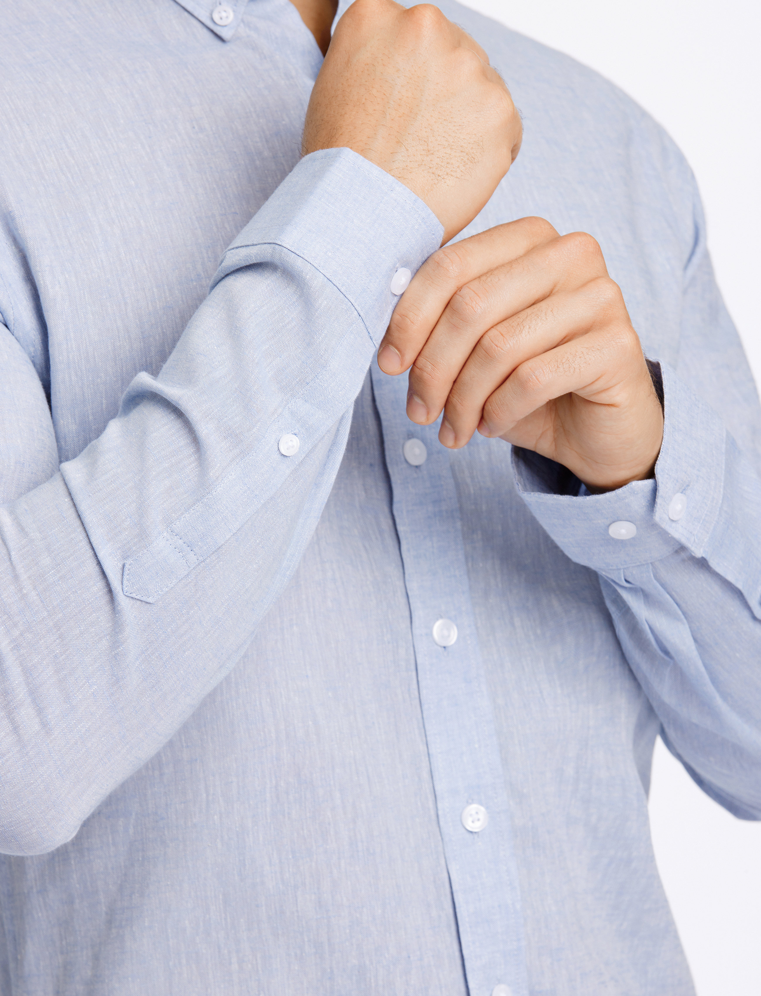 Lindbergh - Linen/cotton shirt L/S - lt blue - 2