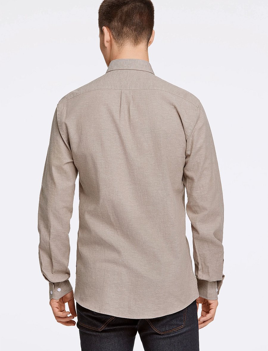 Lindbergh - Linen/cotton shirt L/S - chemises de lin - mid stone - 3