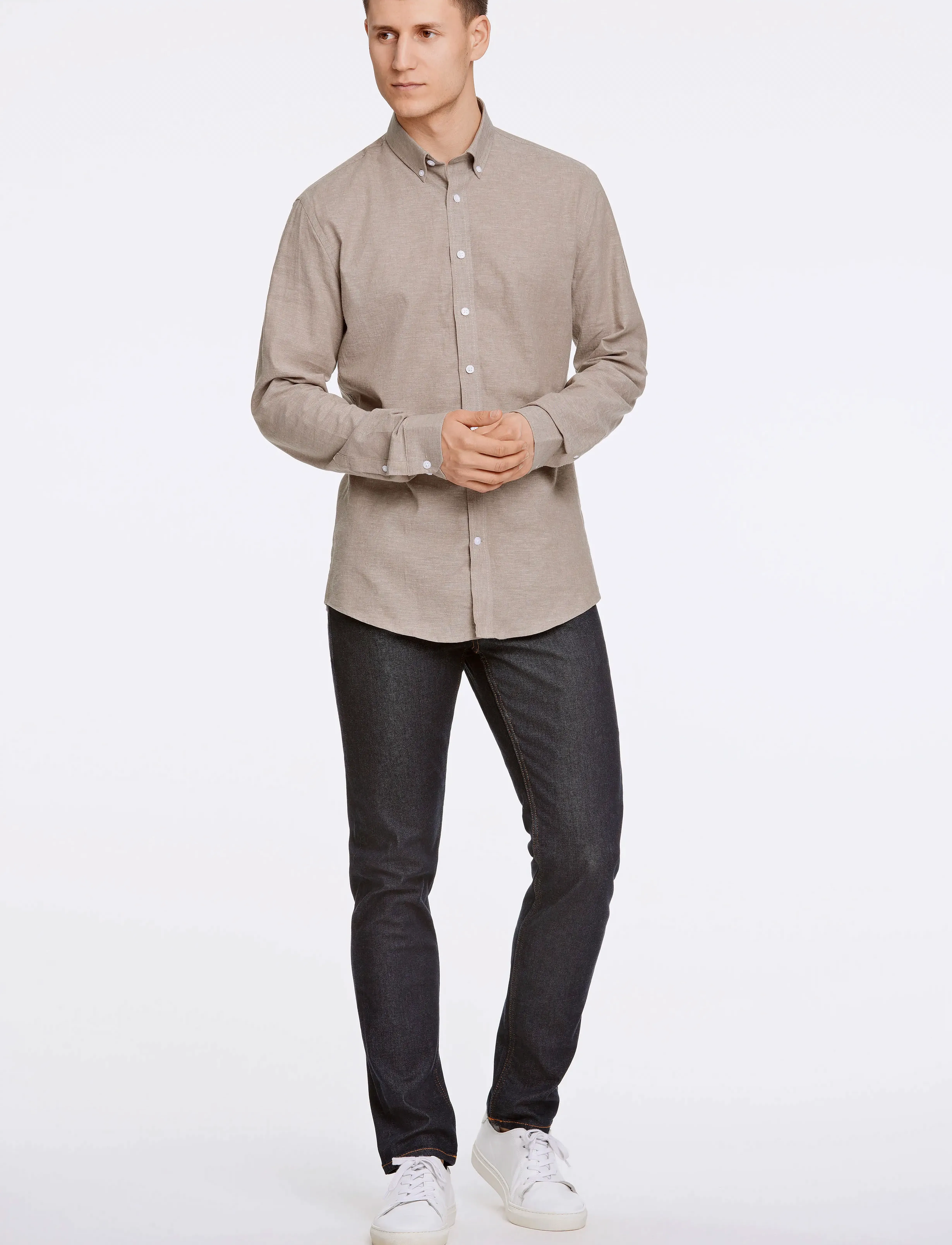 Lindbergh - Linen/cotton shirt L/S - linased särgid - mid stone - 4