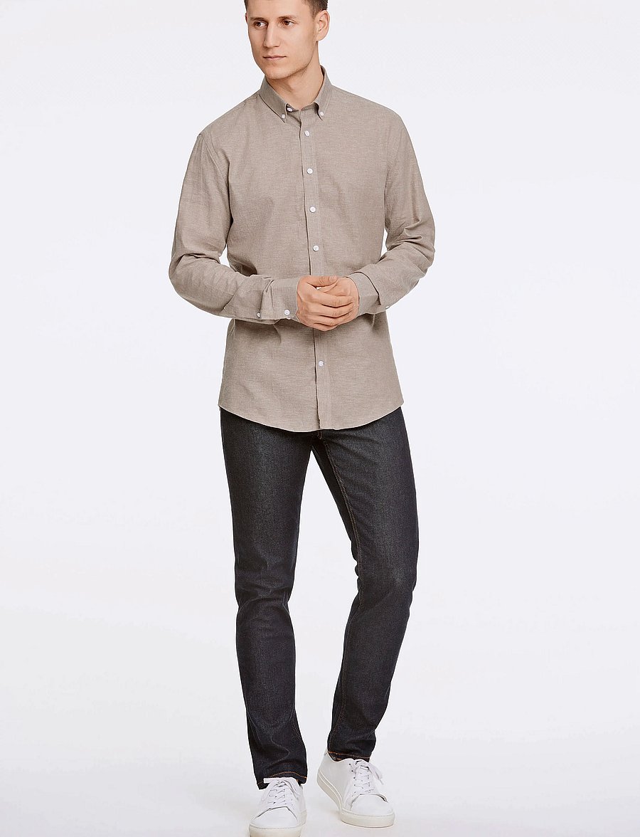 Lindbergh - Linen/cotton shirt L/S - chemises de lin - mid stone - 4