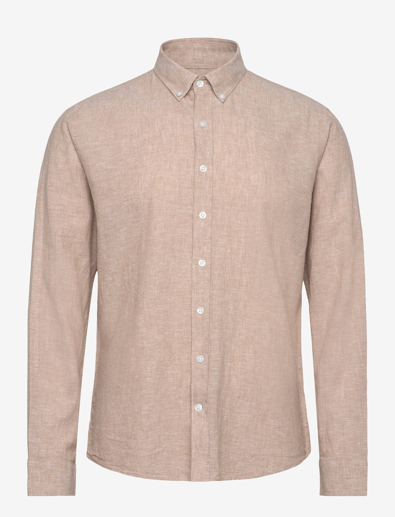 Lindbergh - Linen/cotton shirt L/S - linneskjortor - sand - 1