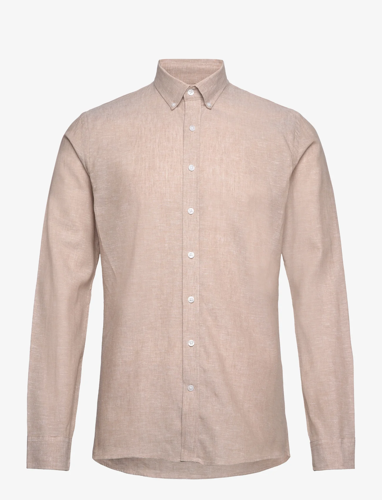 Lindbergh - Linen/cotton shirt L/S - hørskjorter - sand - 0