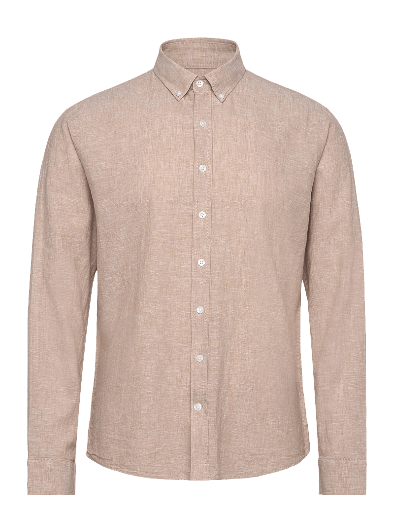 Lindbergh - Linen/cotton shirt L/S - linneskjortor - sand - 1