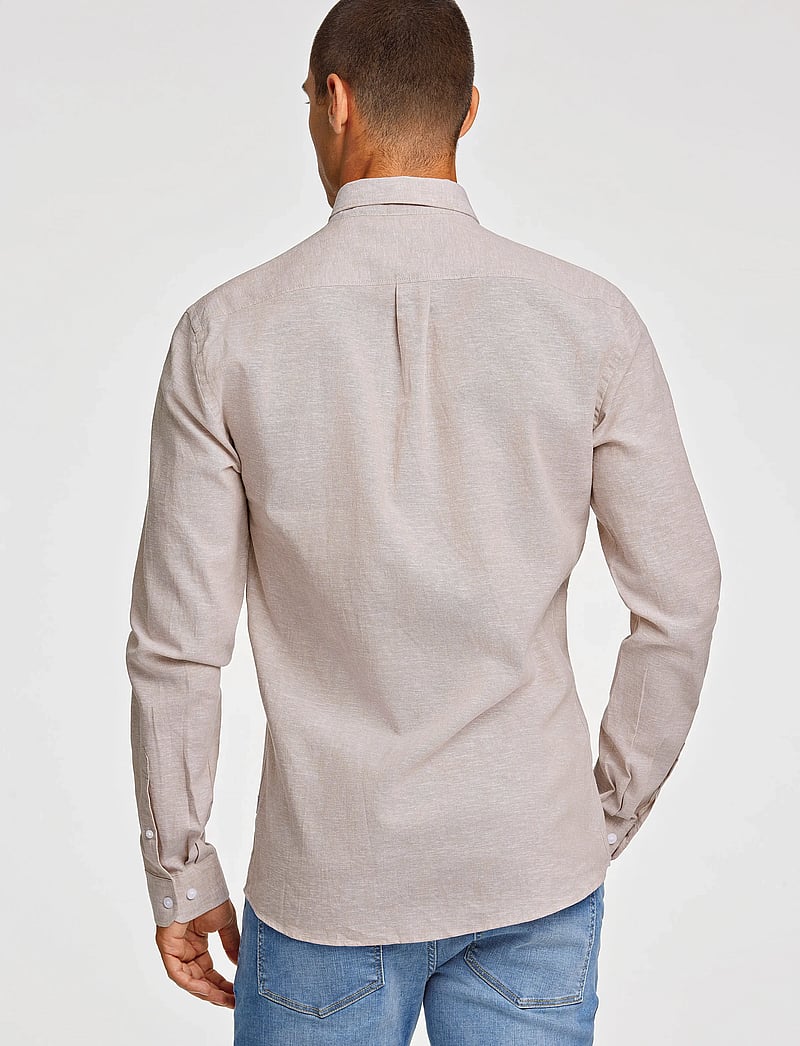 Lindbergh - Linen/cotton shirt L/S - linneskjortor - sand - 3