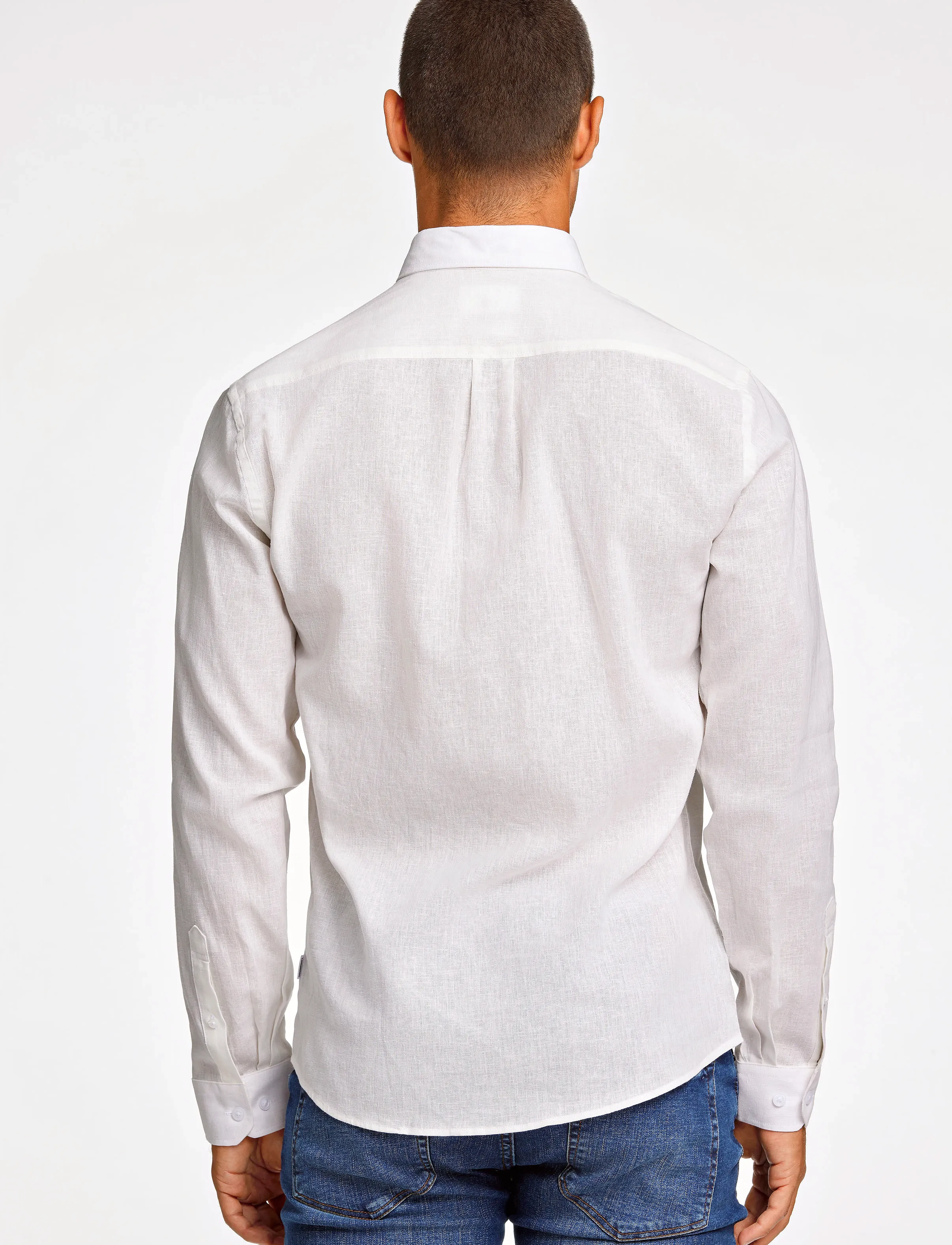 Lindbergh - Linen/cotton shirt L/S - hørskjorter - white - 3