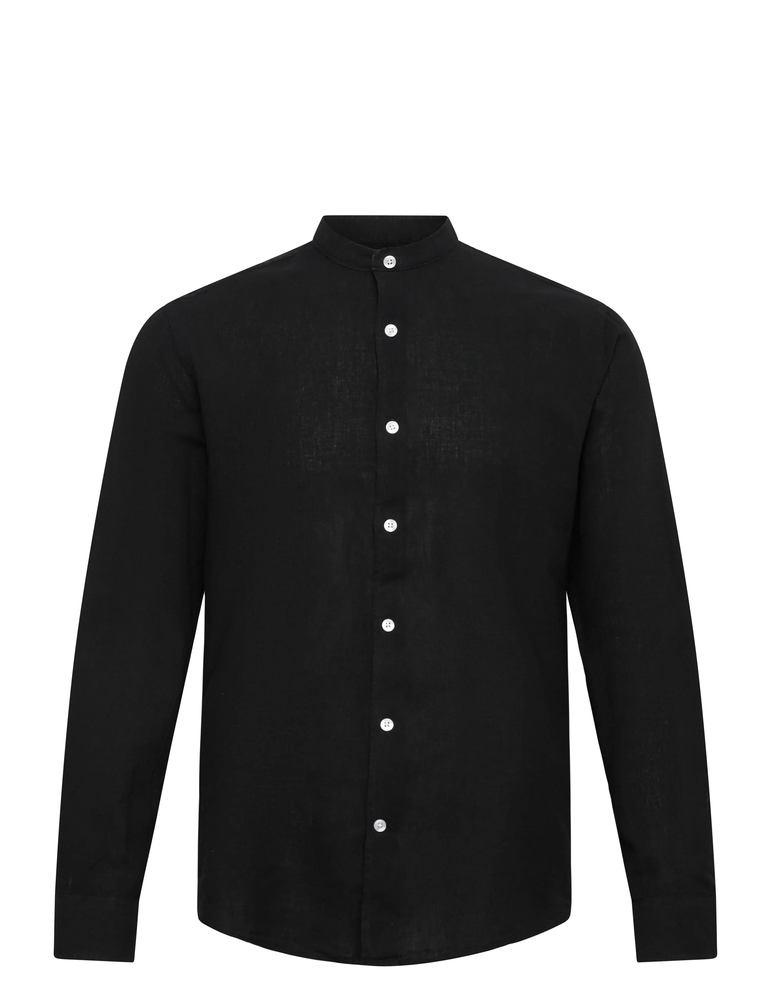 Lindbergh Linen/cotton shirt L/S - Särgid - BLACK / black