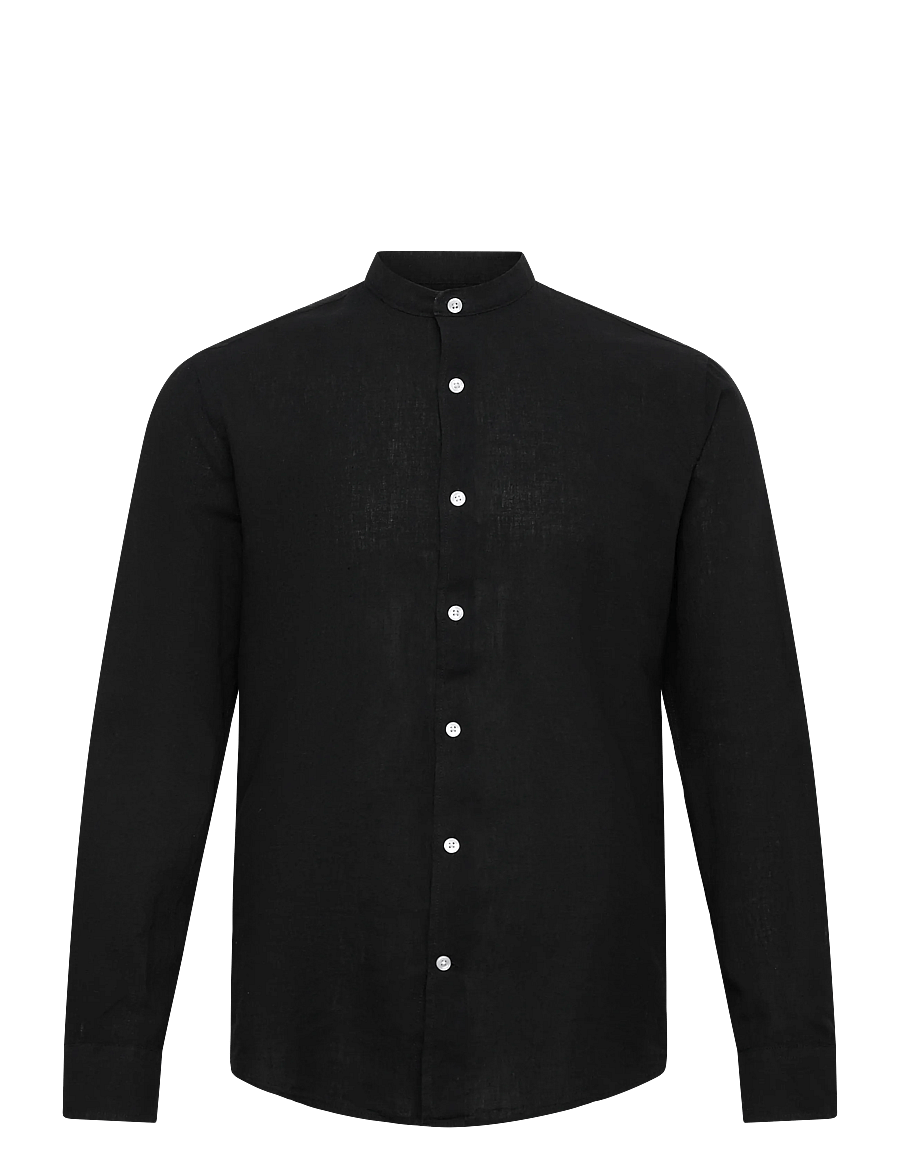 Lindbergh - Linen/cotton shirt L/S - oxford skjorter - black - 1