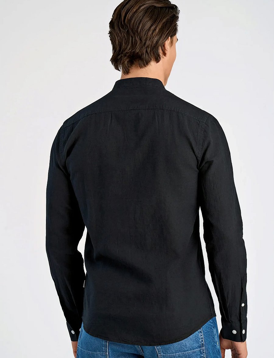 Lindbergh - Linen/cotton shirt L/S - oxford skjorter - black - 4