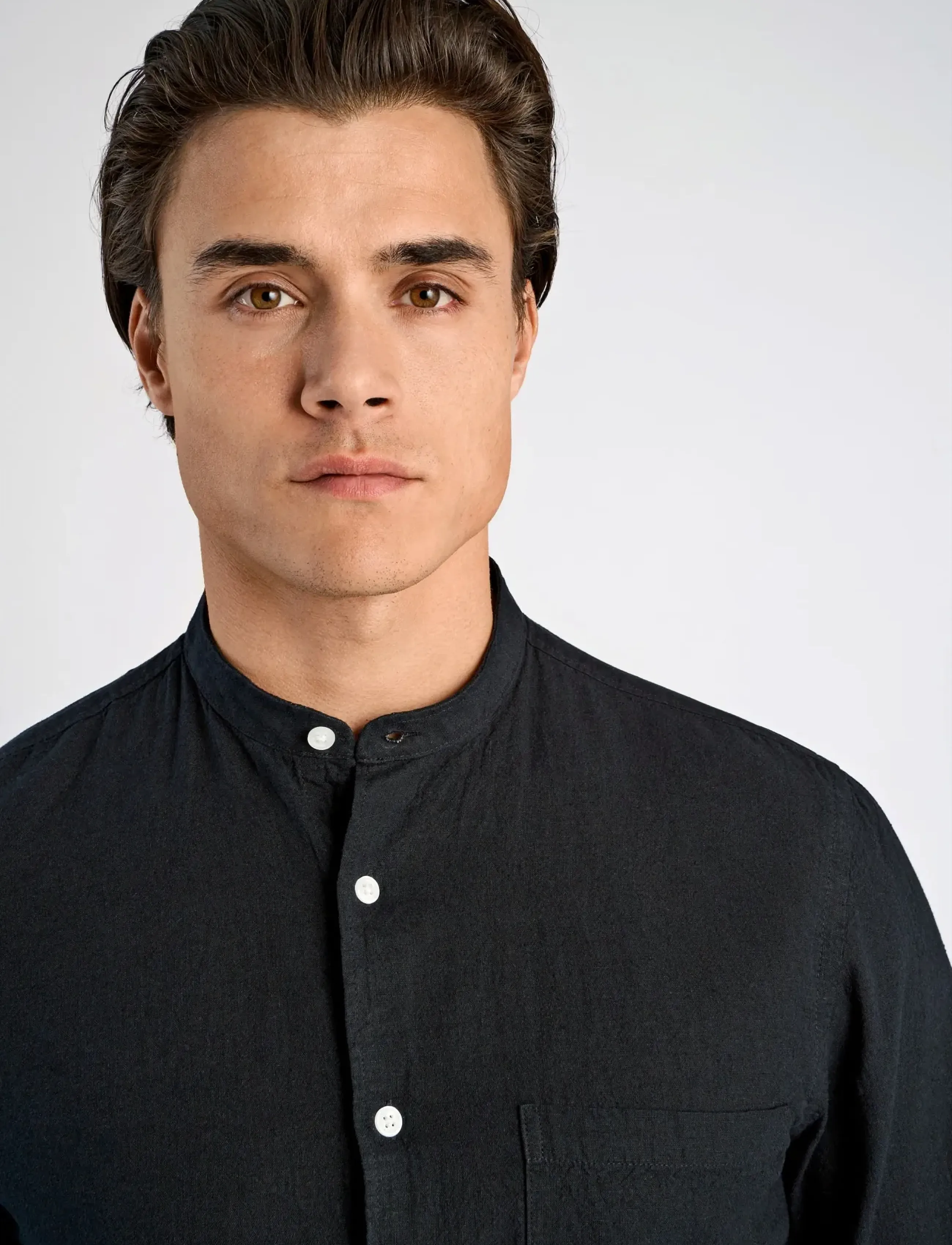 Lindbergh - Linen/cotton shirt L/S - oxfordi särgid - black - 5