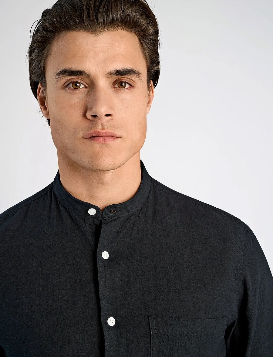 Lindbergh - Linen/cotton shirt L/S - oxford skjorter - black - 5