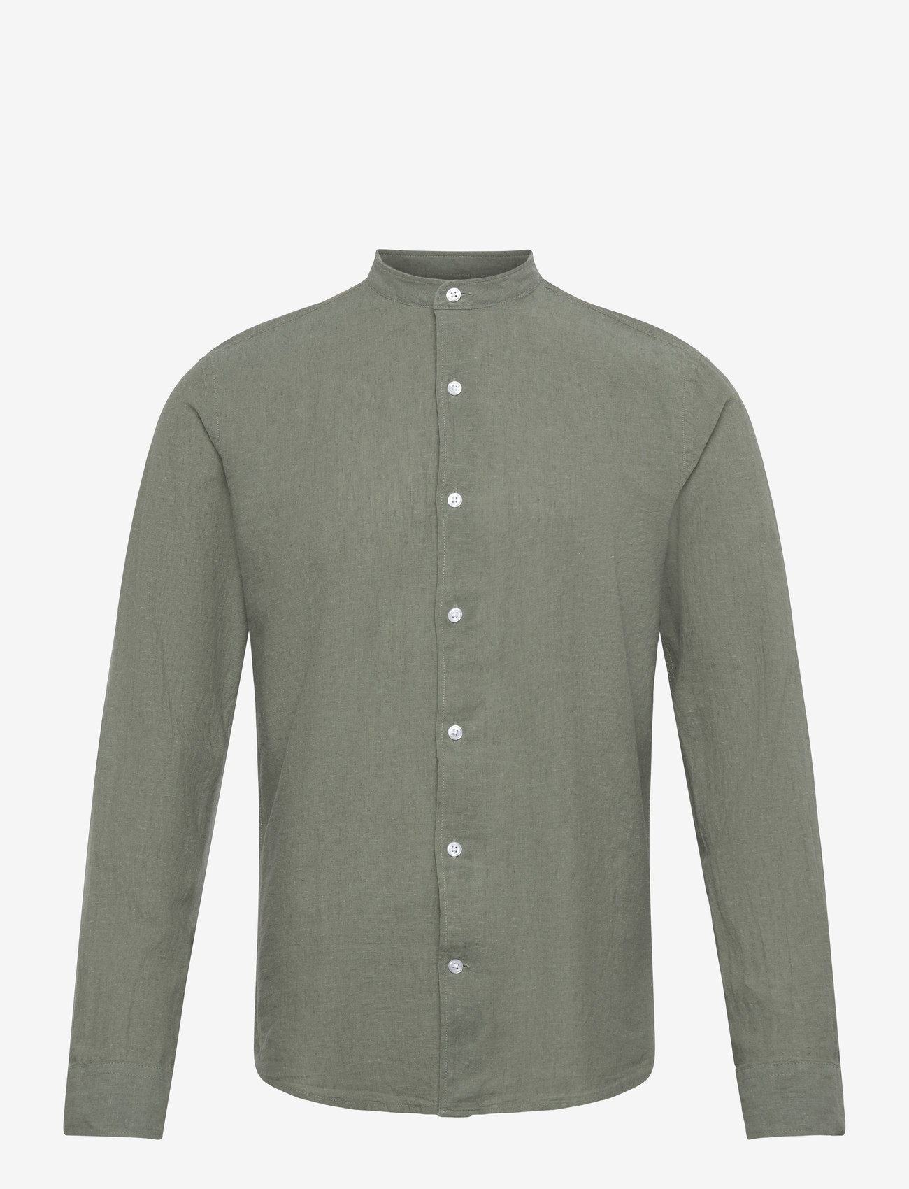 Lindbergh - Linen/cotton shirt L/S - oxford skjorter - faded green - 1