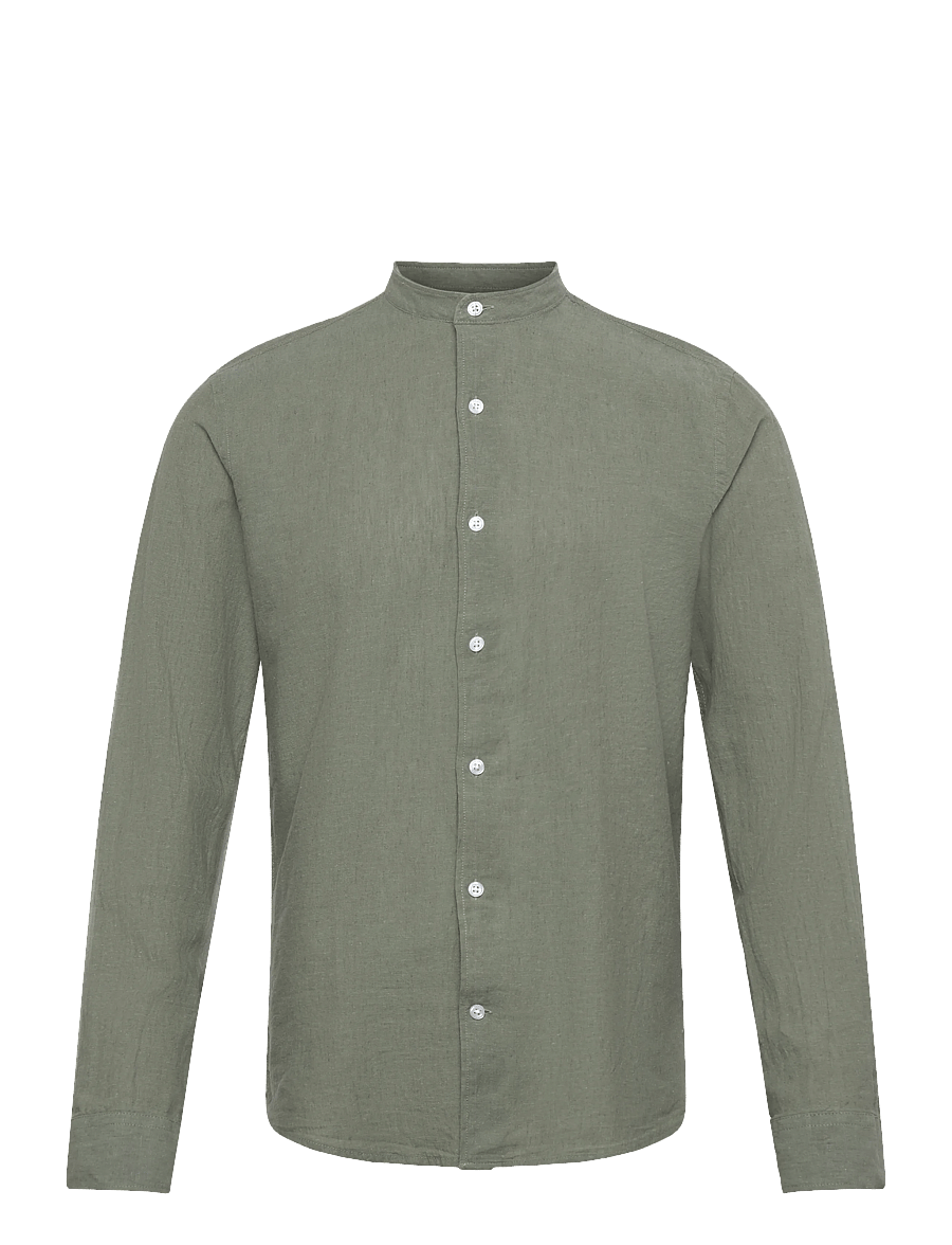 Lindbergh - Linen/cotton shirt L/S - oxfordi särgid - faded green - 1