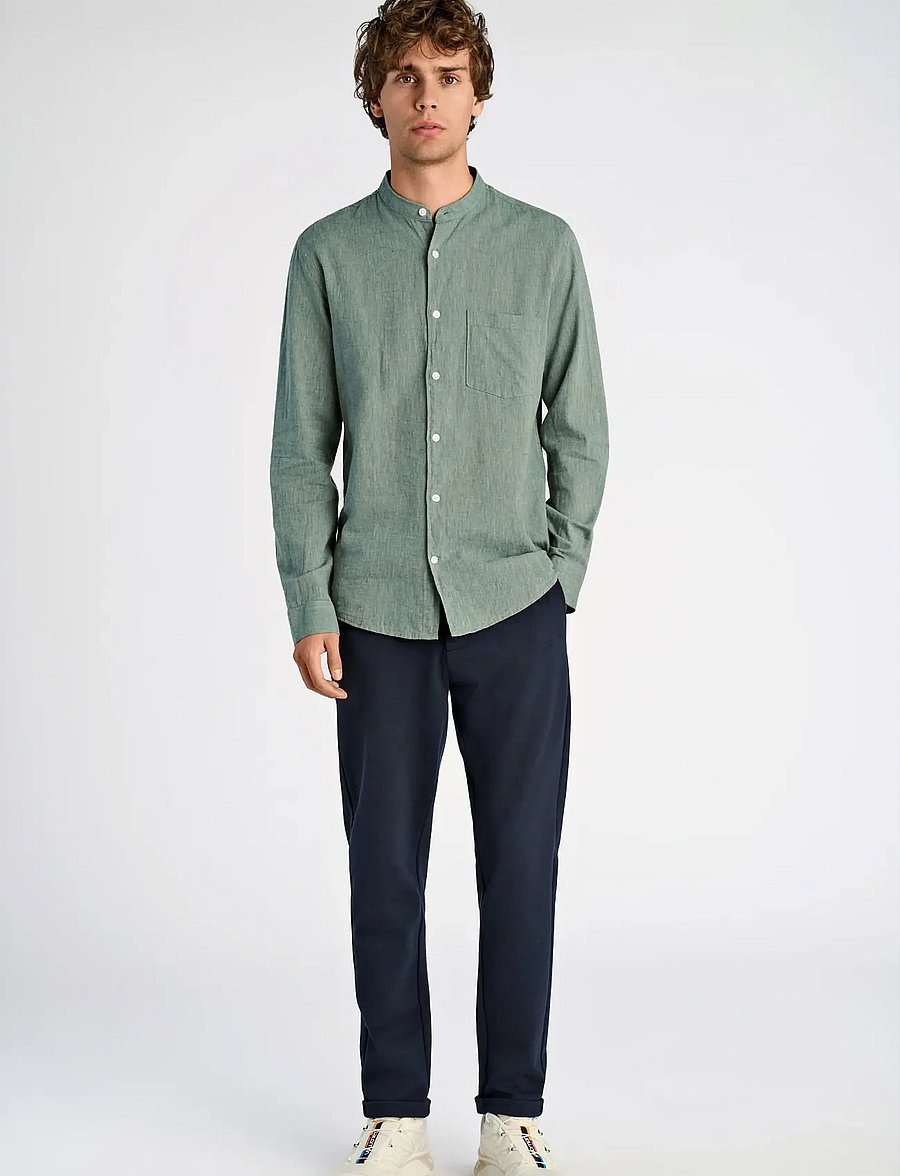 Lindbergh - Linen/cotton shirt L/S - oxfordi särgid - faded green - 0