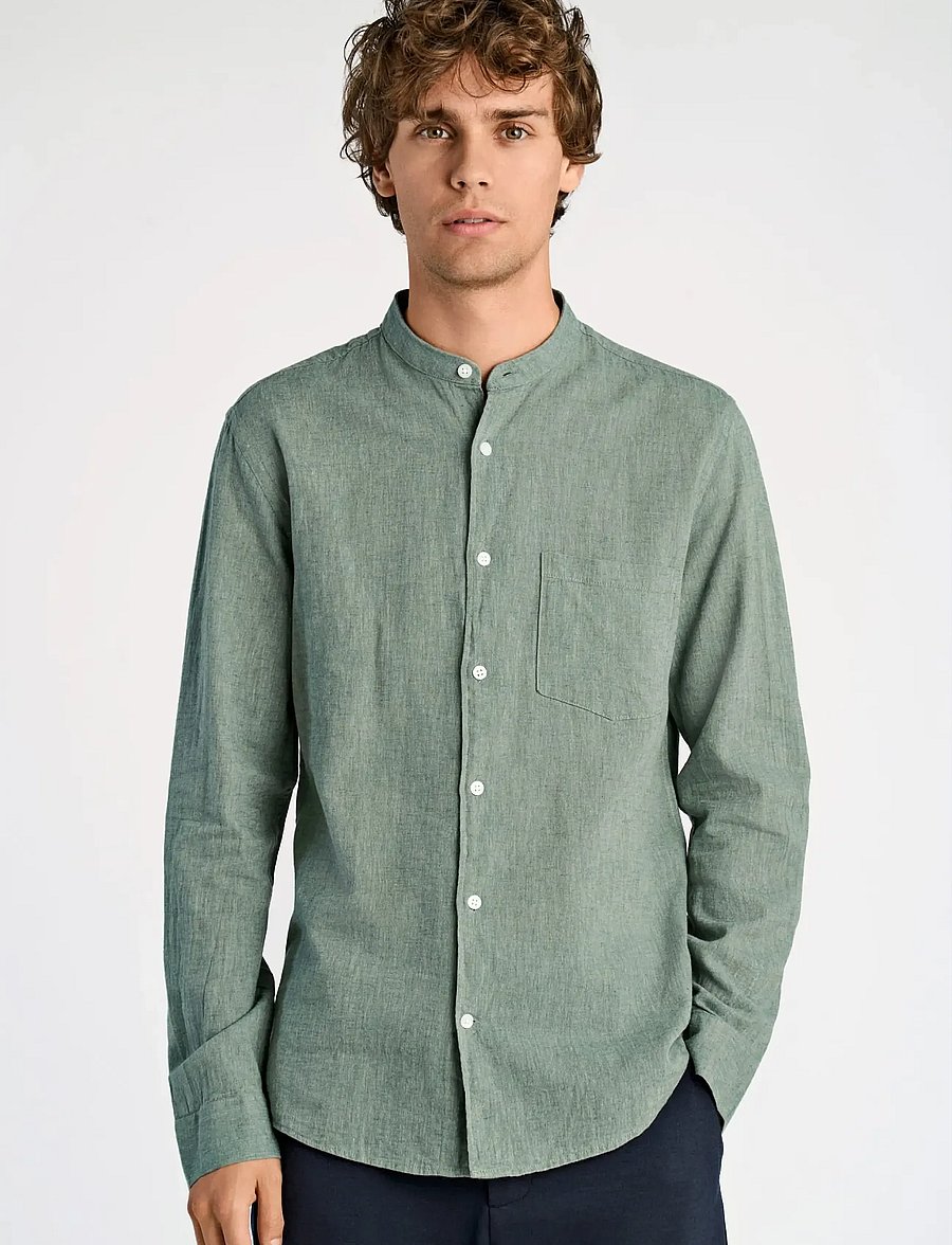 Lindbergh - Linen/cotton shirt L/S - oxfordi särgid - faded green - 3