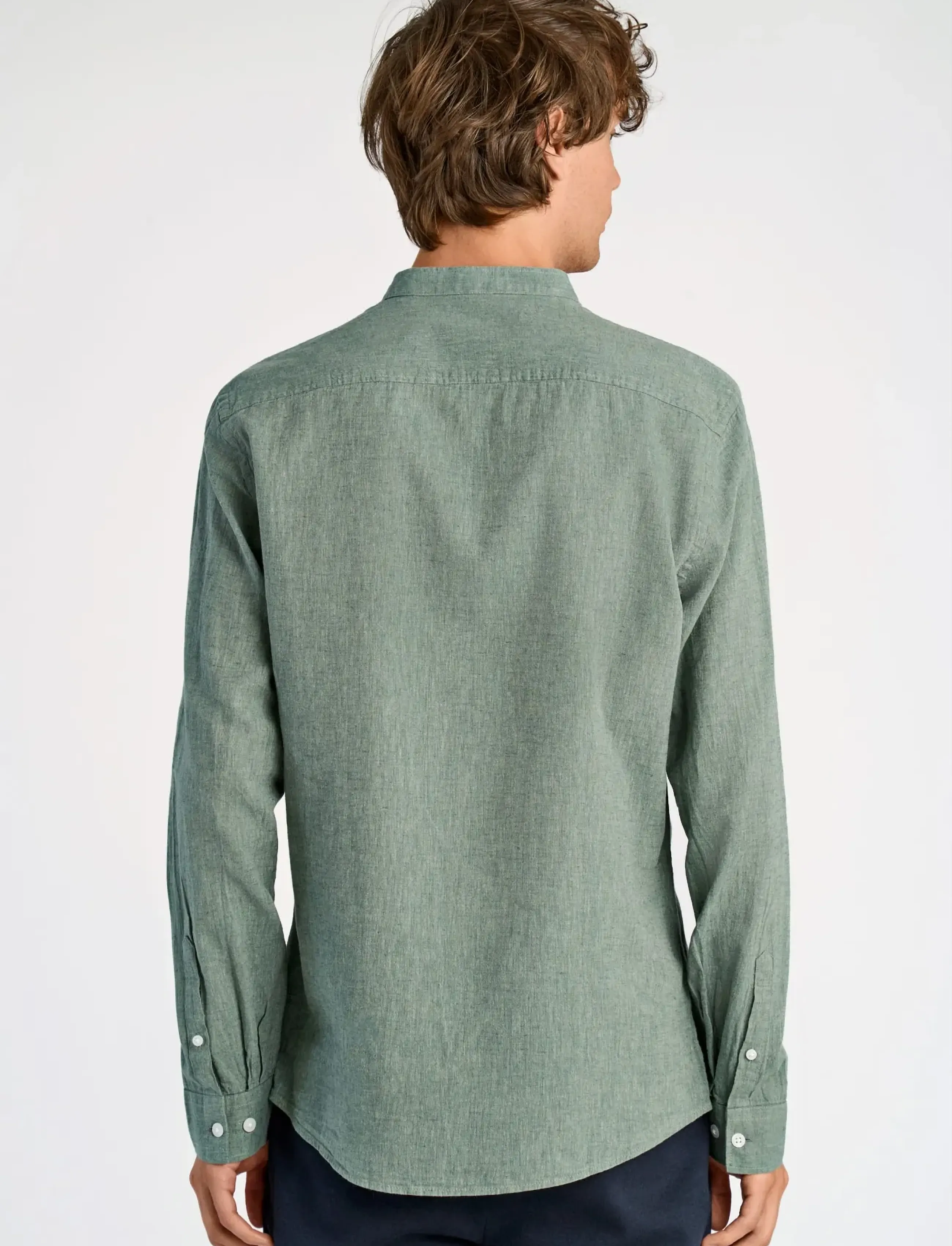 Lindbergh - Linen/cotton shirt L/S - oxford skjorter - faded green - 4