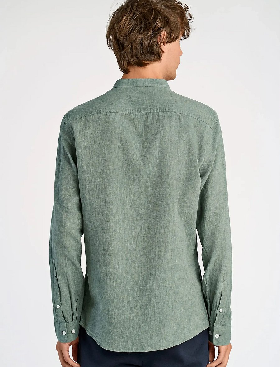 Lindbergh - Linen/cotton shirt L/S - oxfordi särgid - faded green - 4