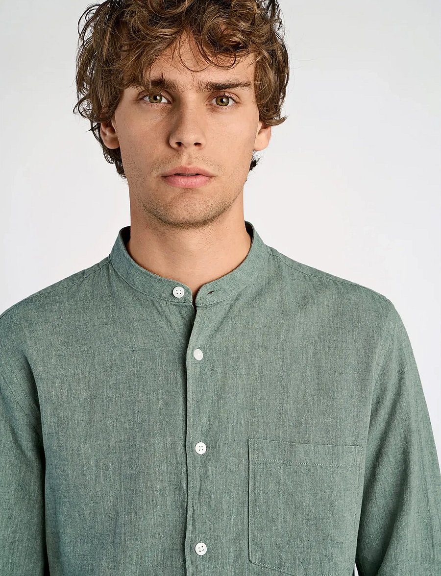 Lindbergh - Linen/cotton shirt L/S - oxfordi särgid - faded green - 5