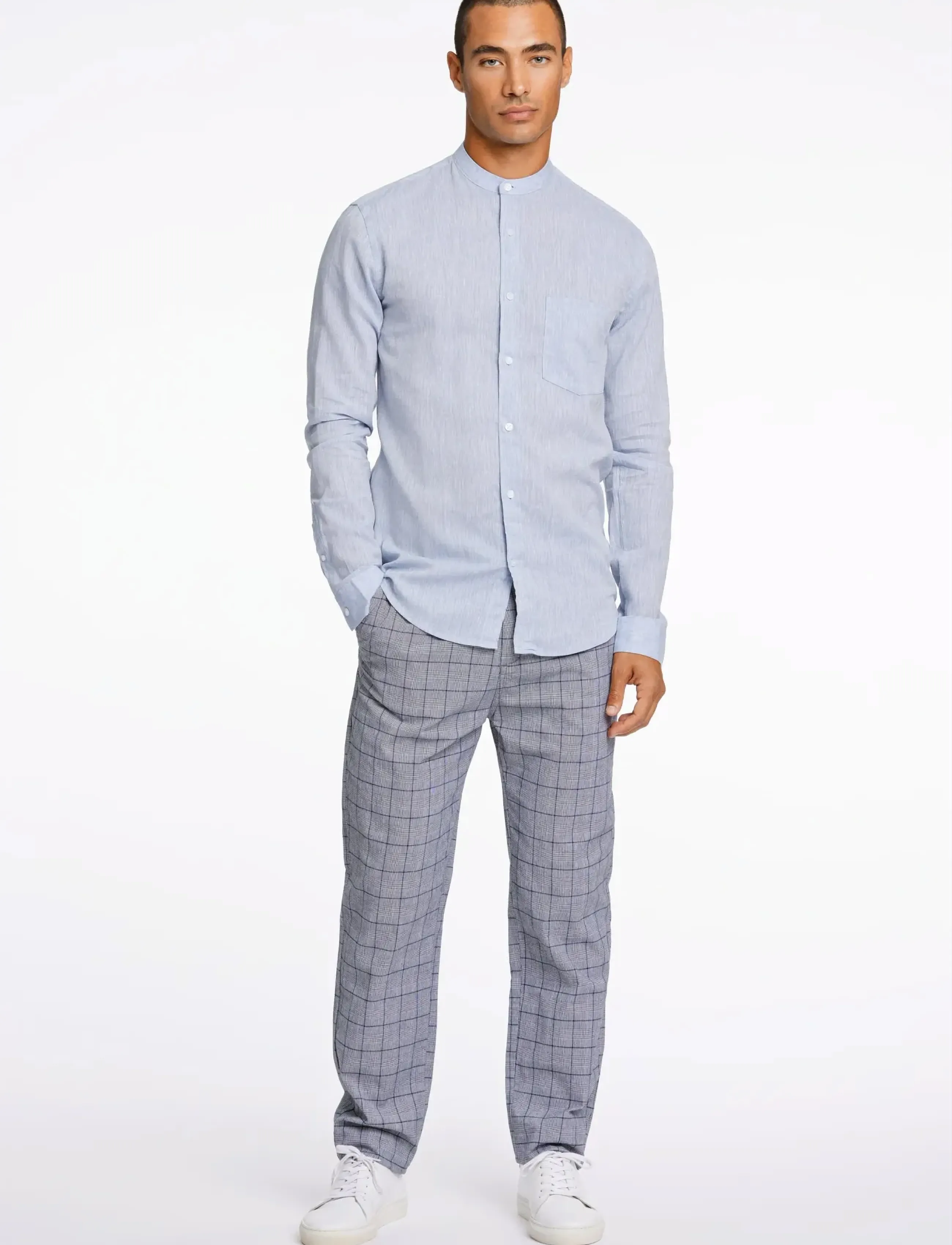 Lindbergh Linen/cotton shirt L/S - Lindbergh - LT BLUE / blue